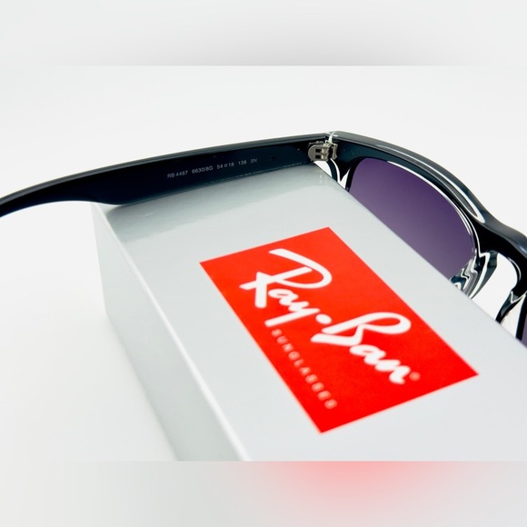 Ray-Ban Steve Sunglasses RB4487 Polished Black on Transparent Frame Gray Lenses! - Picture 12 of 14